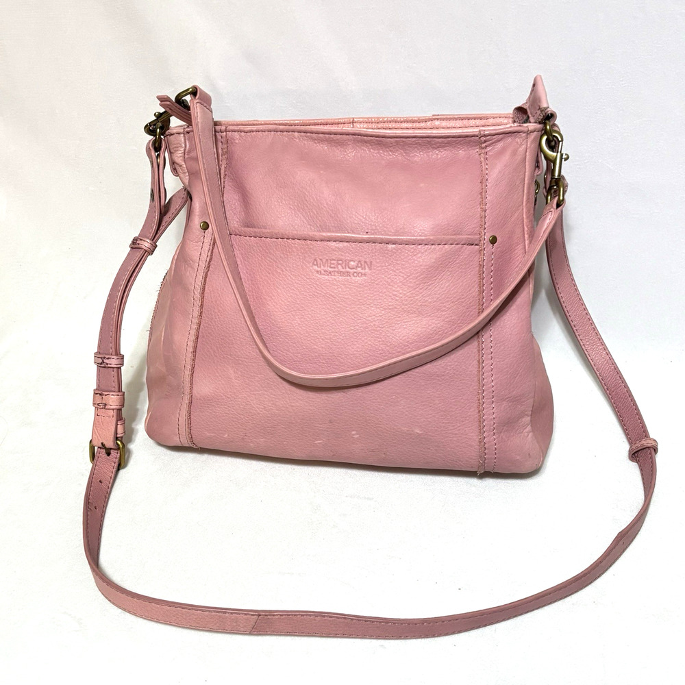 American Leather Co Austin convertible leather shoulder handbag purse Rose Pink